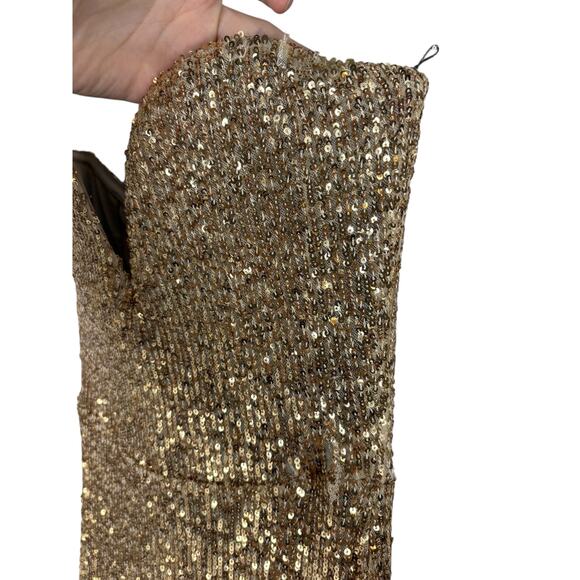 Nookie Lumiere Gown Sequined Embellished Strapless Evening Formal Party Gold SM - Picture 6 of 12